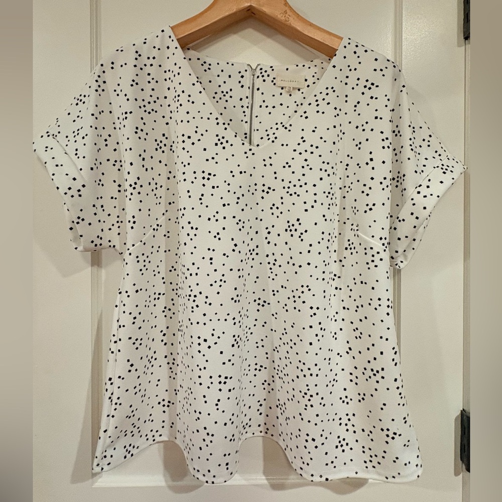MELLODAY Black and White Blouse